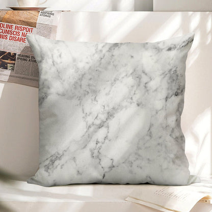 White Marble Print Linen Throw Pillow Cover