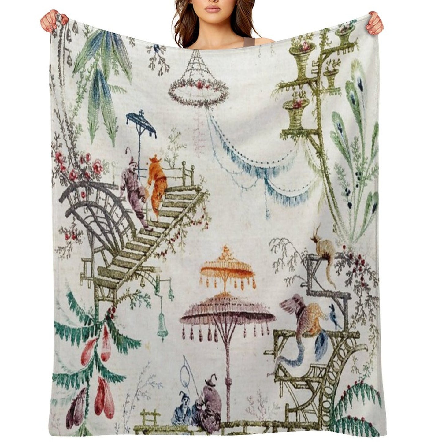 Enchanted Forest Chinoiserie Throw Blanket
