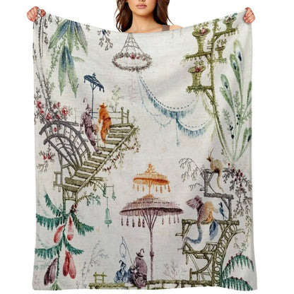 Enchanted Forest Chinoiserie Throw Blanket