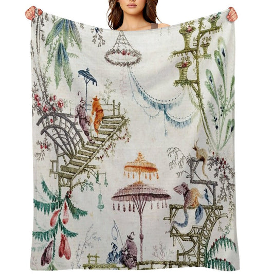 Enchanted Forest Chinoiserie Throw Blanket