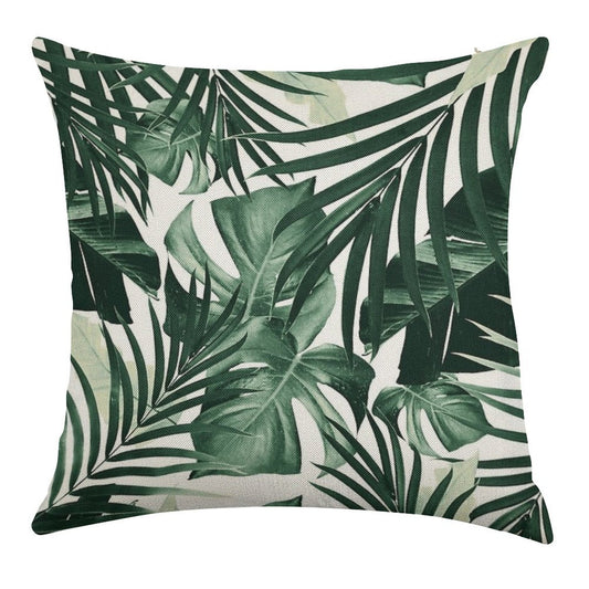 Tropical Jungle Leaves Pattern #4 #tropical #decor #art Linen Throw Pillow Cover