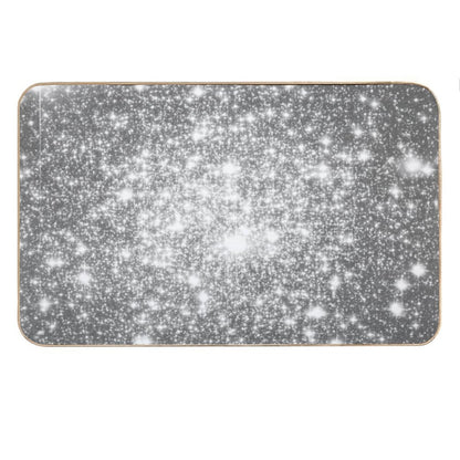 Galaxy Sparkle Stars Silver Gray Bath Mat
