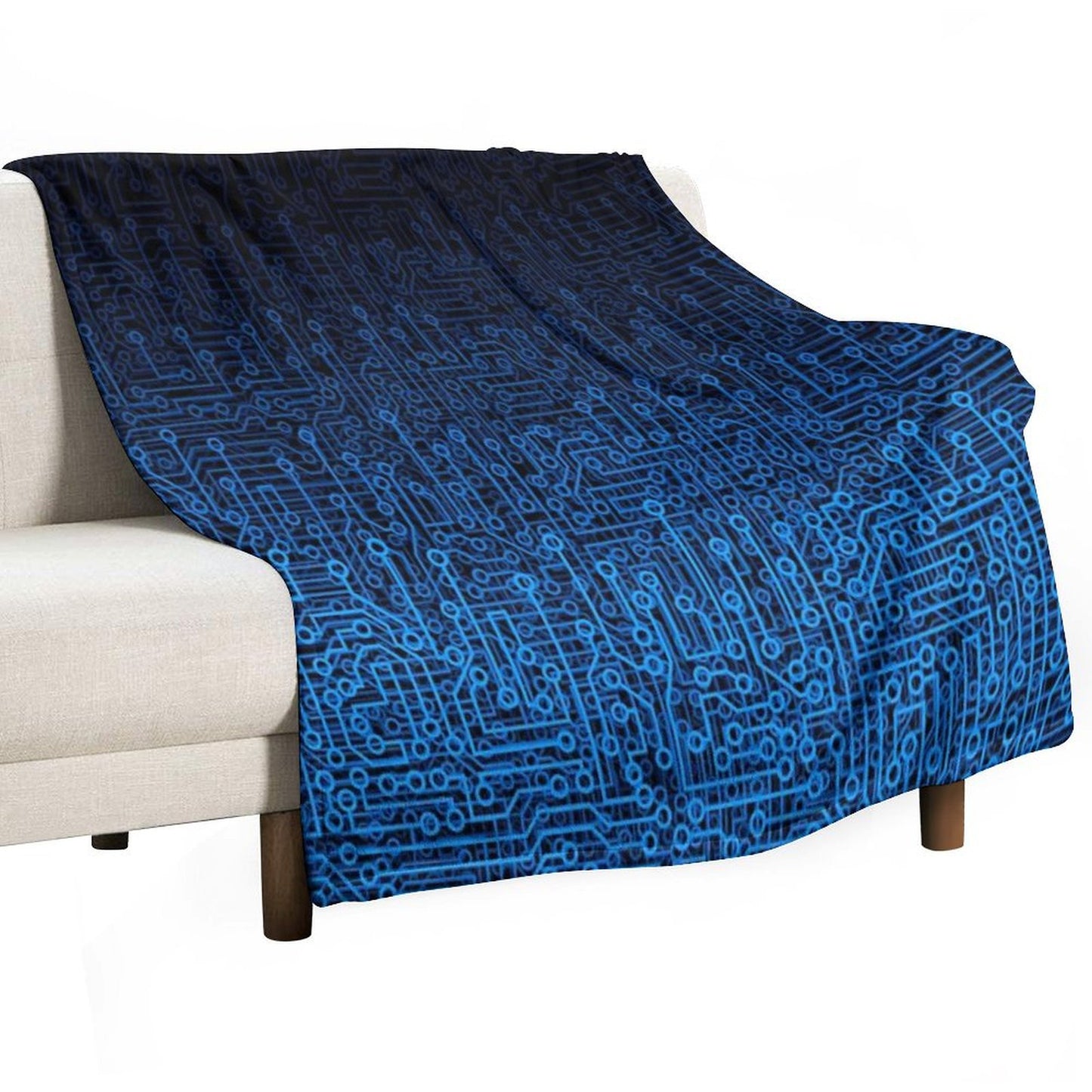Reboot III BLUE Computer Circuit Board Pattern Throw Blanket