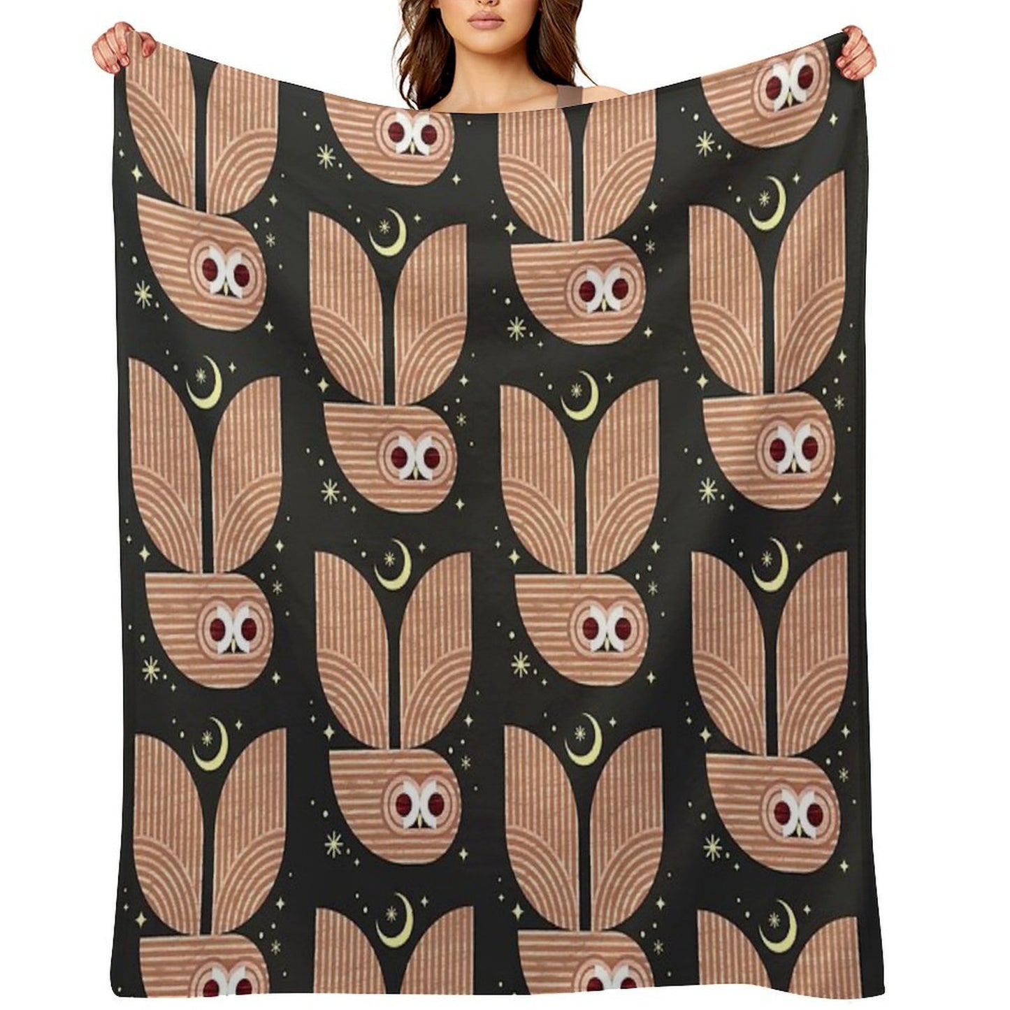 Barred Owl in Flight Throw Blanket