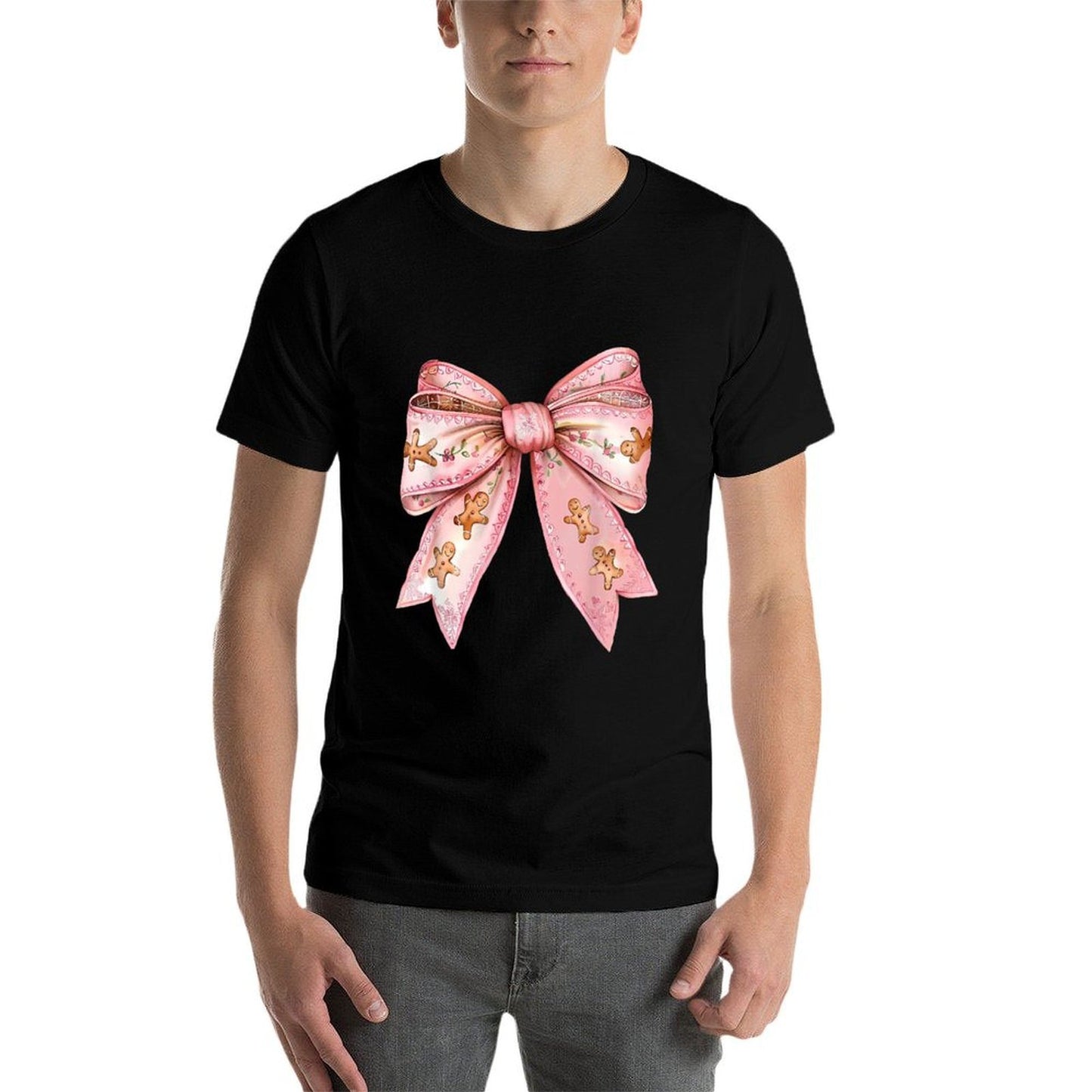 Coquette Bow Pink Gingerbread Christmas Girly Xmas  Trendy Pattern T-Shirt