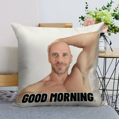 Johnny Sins Good Morning Linen Throw Pillow Cover