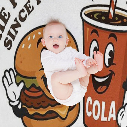 The Perfect Pair Since Forever – Retro Burger & Cola Mascots Throw Blanket