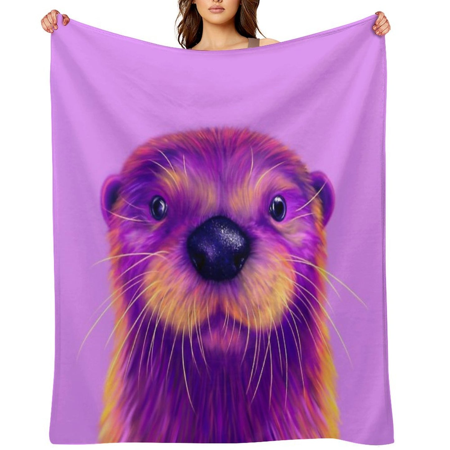 Purple Otter Throw Blanket