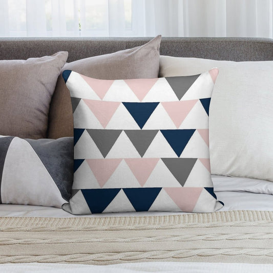 Arrows in Navy Blue, Charcoal Grey, And Blush Pink on White. Minimalist Geometric Contemporary Design Soft High-Density Material Throw Pillow