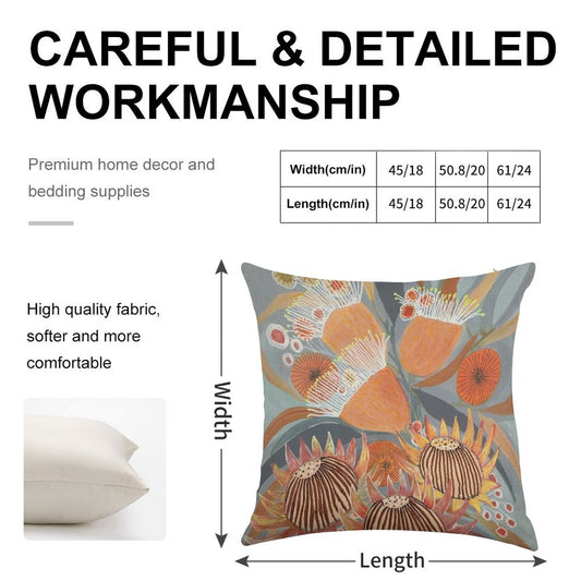 Australian Boquet Linen Throw Pillow Cover