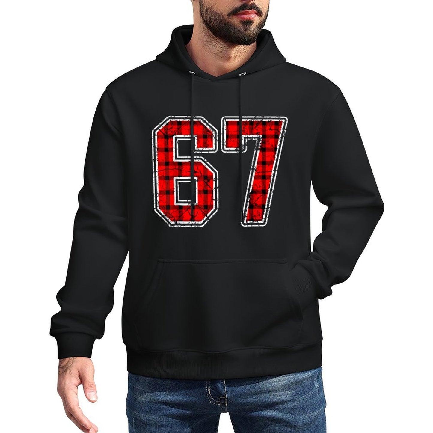 Funny Christmas 67 Six Seven Meme Red Plaidns Boys Xmas Layering Staple Hoodie
