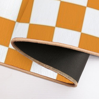Orange White Checkerboard Bath Mat