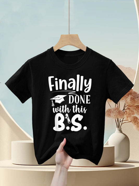 Finally Done With This BS Funny Bachelors College Graduation Kids T-Shirt