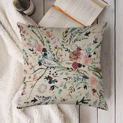 Fable Floral Linen Throw Pillow Cover