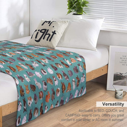 Bunny Day - Green Throw Blanket