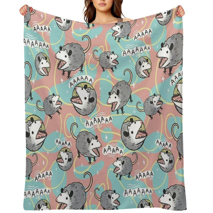 Opossum Screm Throw Blanket