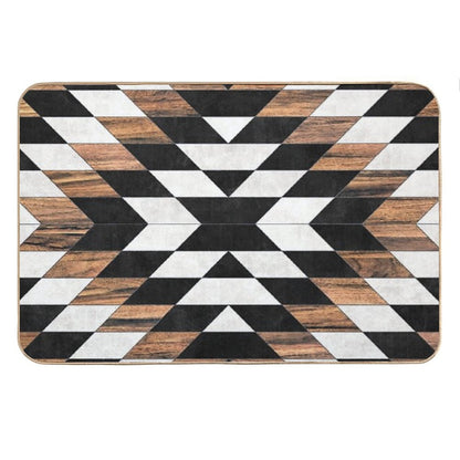Urban Tribal Pattern No.13 - Aztec - Concrete And Wood Bath Mat