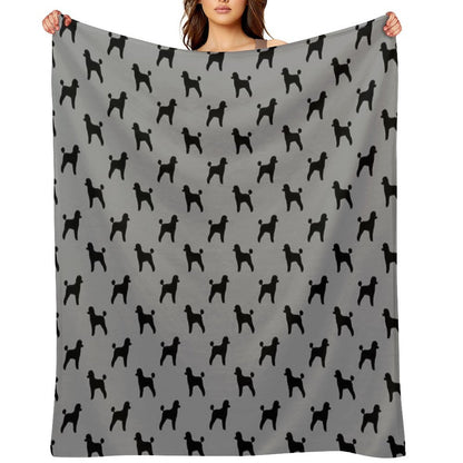 Black Toy Poodle Silhouette(s) Throw Blanket