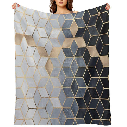 Soft Blue Gradient Cubes Throw Blanket