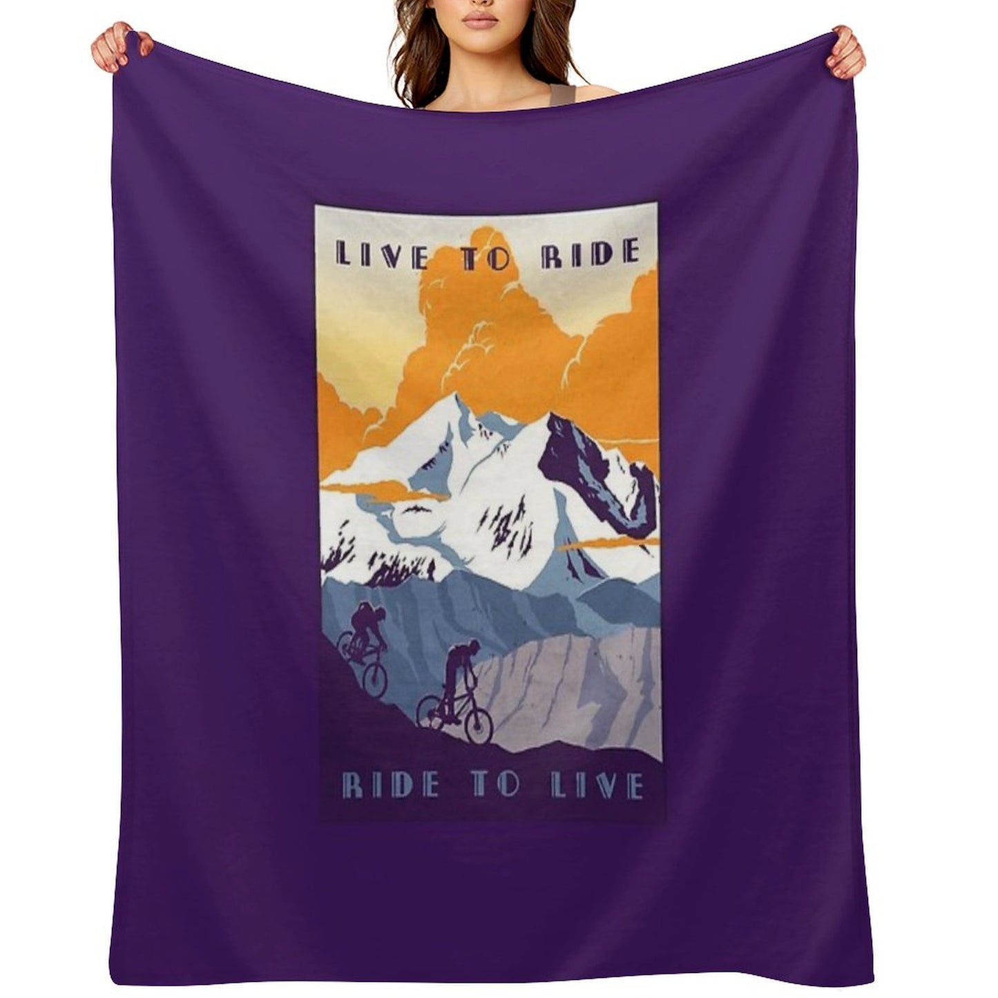 Live to Ride, Ride to Live Retro Cycling Poster Throw Blanket