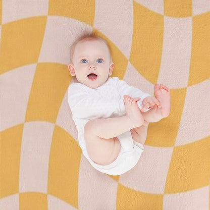 Check I - Yellow Twist Throw Blanket