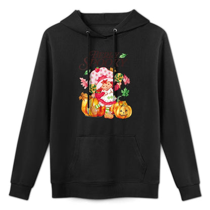 Womens Strawberry Shortcake Berry Spooky Halloween Jack O Lantern Shape Retention Hoodie