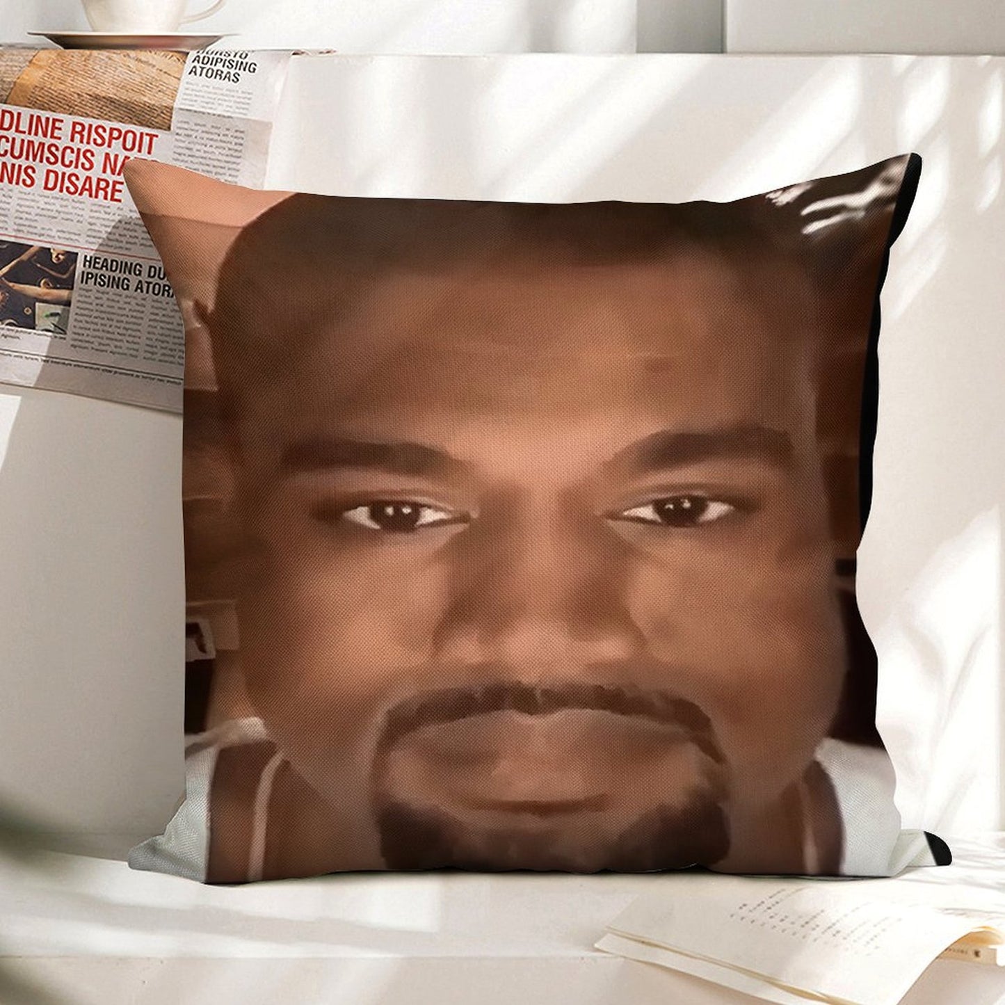 Kanye West Stretched Meme  TikTok Meme  Ye Linen Throw Pillow Cover