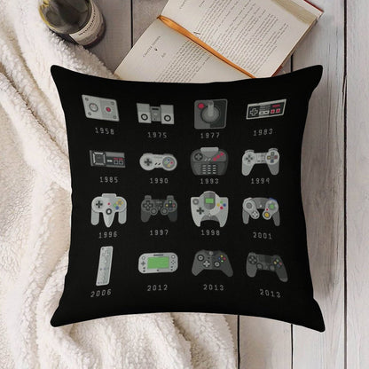 Geek Gaming Controllers Linen Throw Pillow Cover
