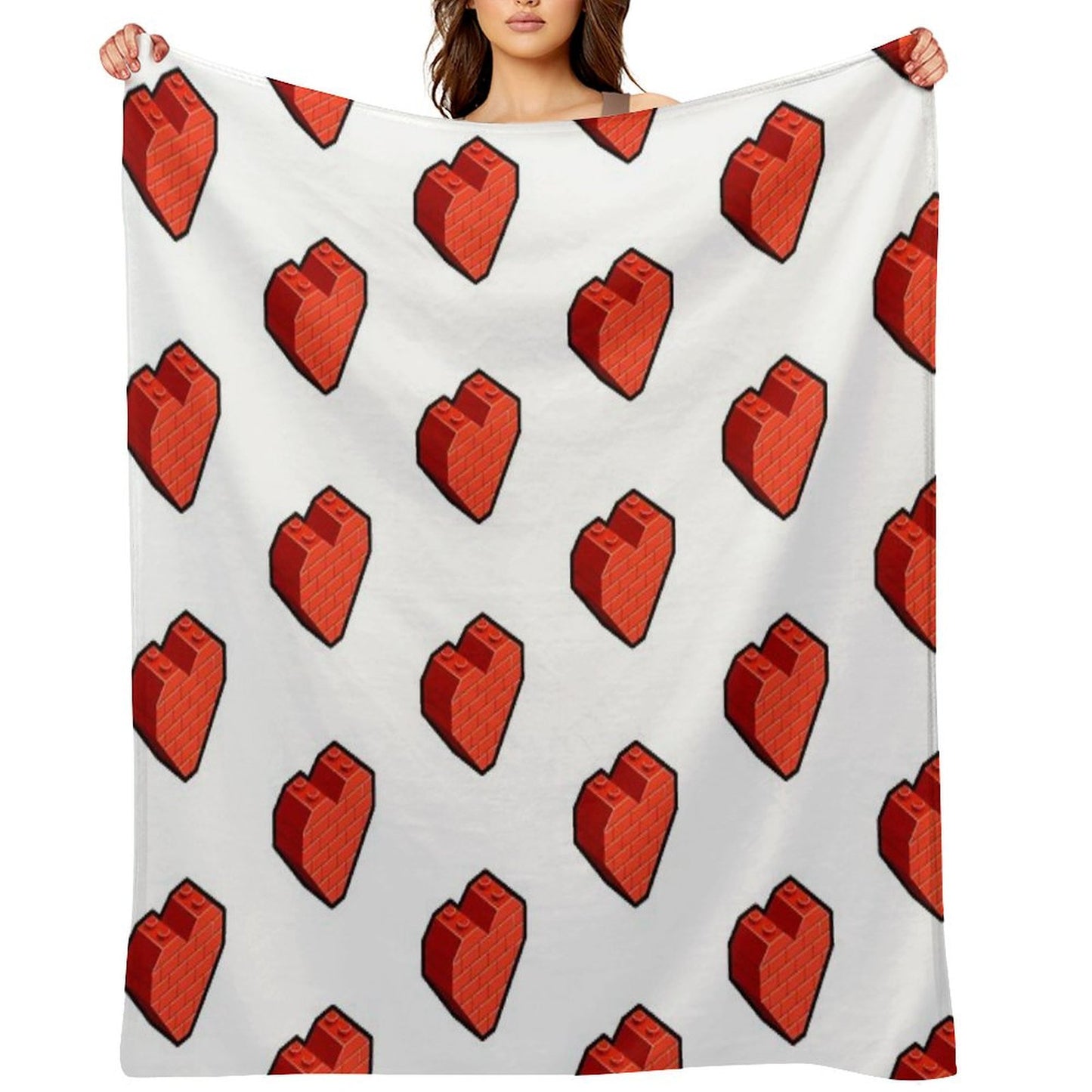 Brick Heart – Bold Toy Block Style Love Design Throw Blanket