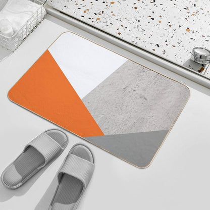 Grey Orange And Concrete Color Block Bath Mat