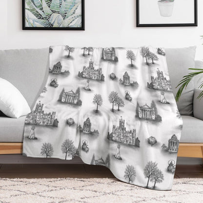 Black And Gray Downton Abbey Toile Throw Blanket