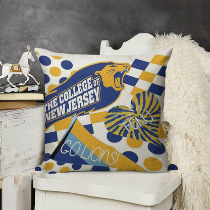 The College of New Jersey Collage Linen Throw Pillow Cover
