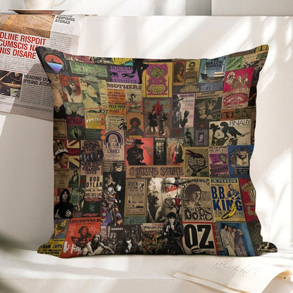 Rock N' Roll Stories II Linen Throw Pillow Cover