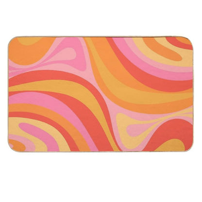 New Groove Retro Swirl Abstract Pattern Pink Orange Yellow  Dirt-Trapping Bath Mat