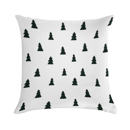 Black Modern Christmas Tree Pattern Soft Reinforced Edging Throw Pillow