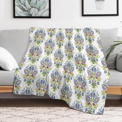 Hungarian Folk Design Violet Throw Blanket