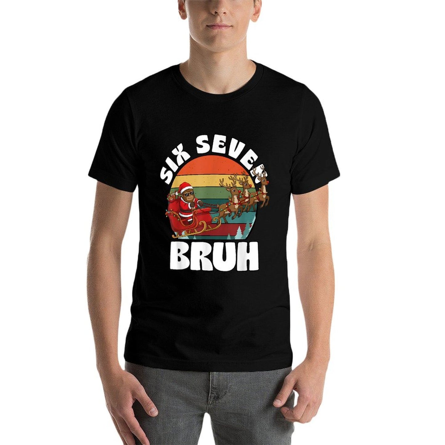 Funny Bigfoot Santa Christmas 67 Meme Xmas Yeti Boys Girls  Heathered Texture T-Shirt
