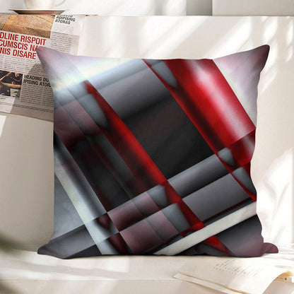 Decorative Red And White Linen Throw Pillow Cover