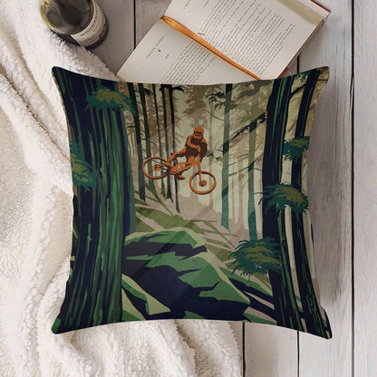 MY THERAPY Mountain Bike! Linen Throw Pillow Cover