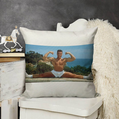 Jean Claude Van Damme Splits Linen Throw Pillow Cover