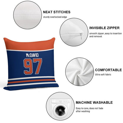 Edmonton Oilers Connor McDavid Home Jersey Back Phone Case Soft Fade-Resistant Throw Pillow