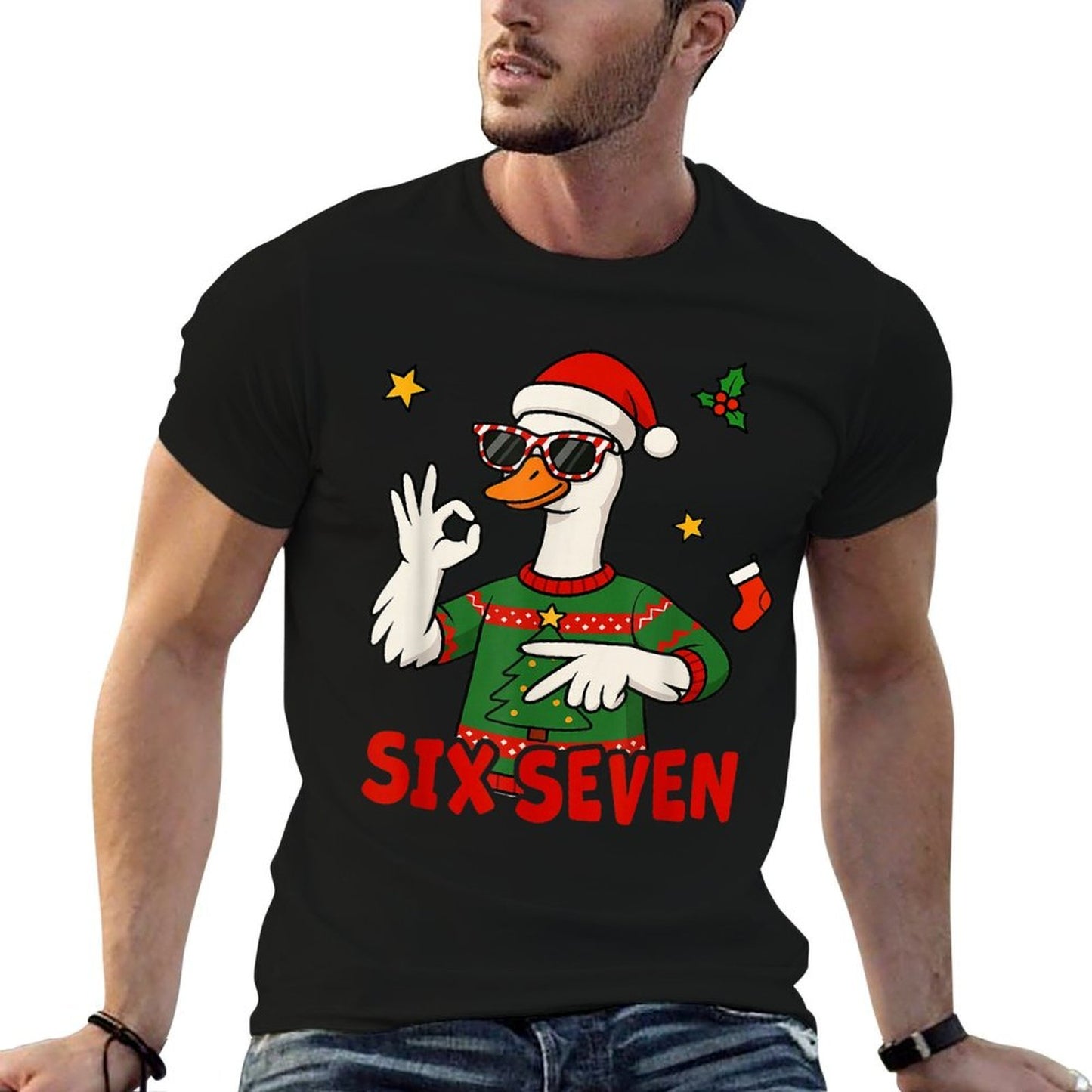 Funny Christmas Goose Six Seven 67 for Men And Women  Moisture-wicking T-Shirt