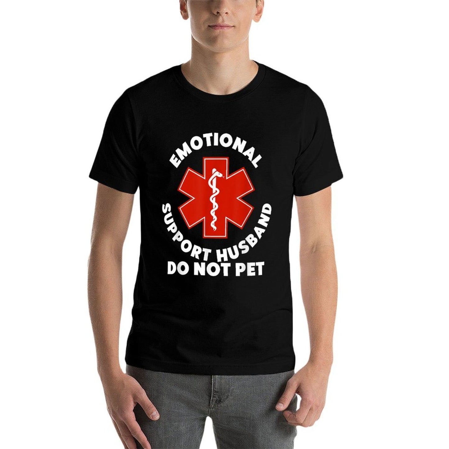 Emotional Support Husband Do Not Pet Funny  Soft T-Shirt