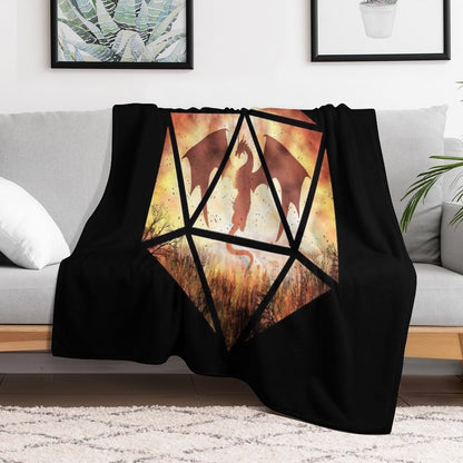 Fire Dragon D20 Throw Blanket