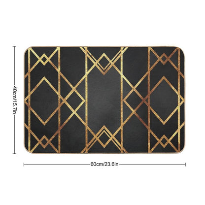 Black Gold Geometric Bath Mat