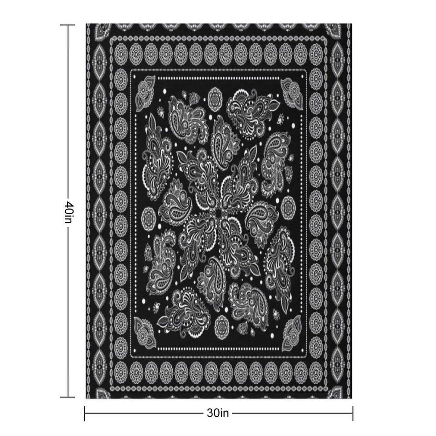 Oriental Paisley Ornament Black And White Throw Blanket