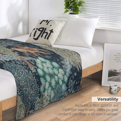 William Morris - The Brook Tapestry - Forest Deer Throw Blanket