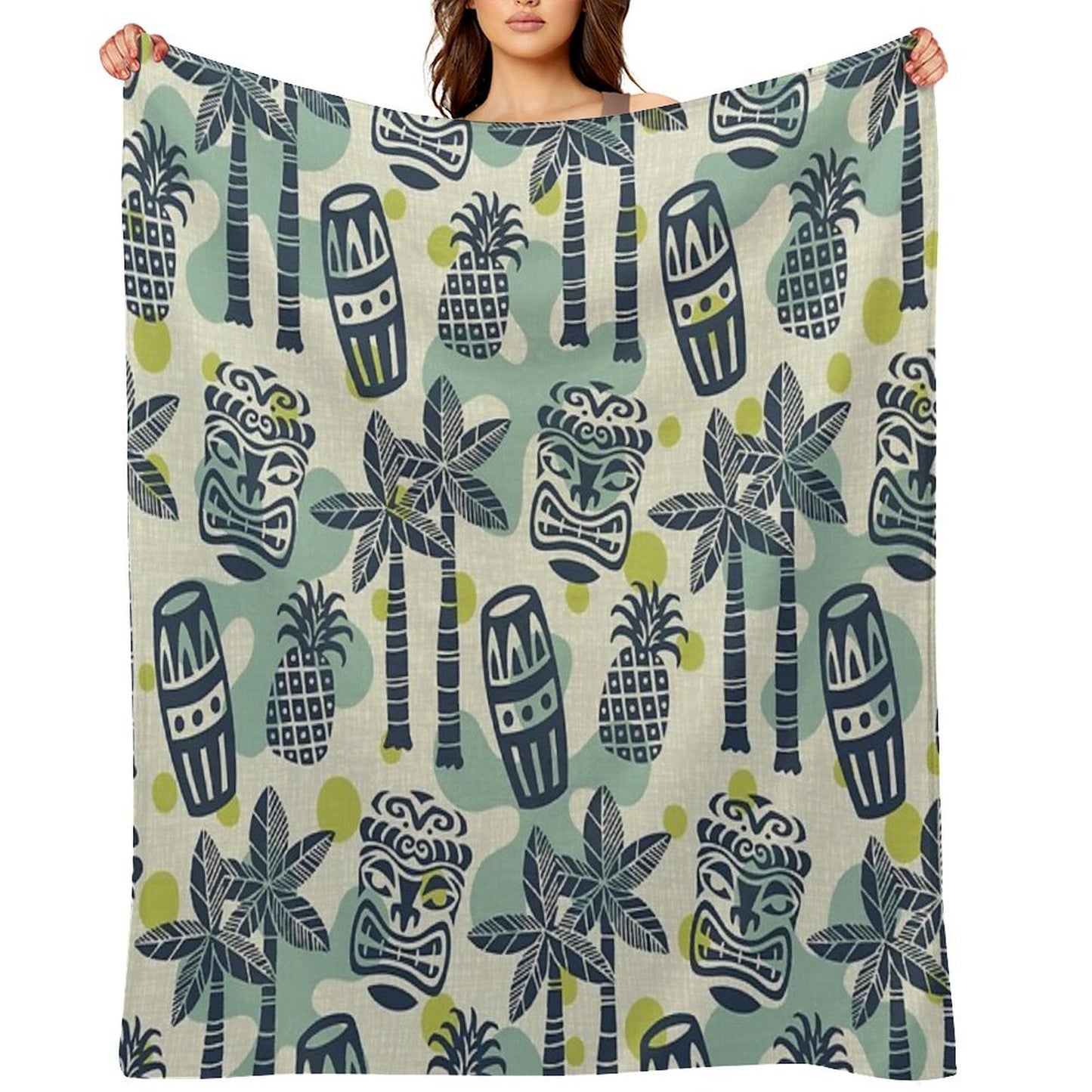 Retro Mid Century Modern Tiki Pattern Throw Blanket