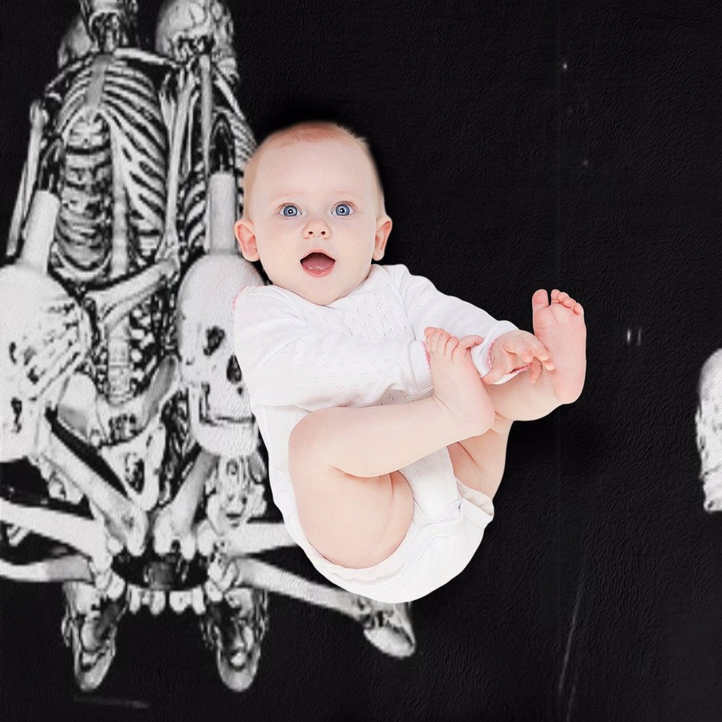 Dancing Bones in Dark Silence Throw Blanket