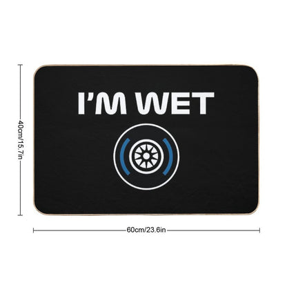 Funny Design I'm Wet (Wet Tyre Design - WhiteBlack BG) Bath Mat